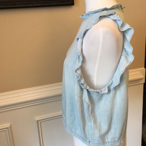 ANTHROPOLOGIE Cloth & Stone Crop Ruffle Tank Sz L - Picture 6 of 8